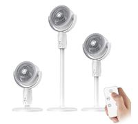 Kouamor 38-82cm Pedestal Fans, 430CFM Powerful Air Circulator Fan, USB Standing Fan, Floor Fan with Remote, 180° Vertical & 90° Horizontal Oscillation, 5 Speeds, 3 Heights Adjustable, 12h Timer