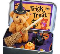Kouamor 4 Colors Little Bear In A Box, Emotional Support Inspirational Bear Gifts, Bearss in A Box for Trick or Treat Halloween, Little Witch Bears in Box, Halloween Little Bears Plush Toy (brown)