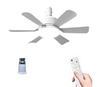 Kouamor 46cm Ceiling Fan Light Bulb Bayonet Fitting, Ceilings Fans with Light & Remote Control, Ceiling Fans Lights Dimmable, B22/E27 Ceilings Lamp with 6 Blade, 3 Speed Timing (B22-white)