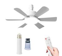 Kouamor 46cm Ceiling Fan Light Bulb Bayonet Fitting, Ceilings Fans with Light & Remote Control, Ceiling Fans Lights Dimmable, E27 Ceilings Lamp with 6 Blade, 3 Speed Timing (B22-white+Extension rods)