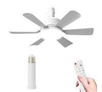 Kouamor 46cm Ceiling Fans with Lights and Remote, Ceiling Fans Light bulb, E27 Screw in Light Bulb Fan, 3 Colors & 3 Speeds, 2/4h Timer, for Bedroom Living Room (white+extension rod)