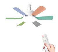 Kouamor 46cm Ceiling Fans with Lights and Remote, Ceiling Fans Light bulb, E27 Screw Light Bulb Fan, 3 Colors & 3 Speeds, 2/4h Timer, for Bedroom Living Room (colorful)