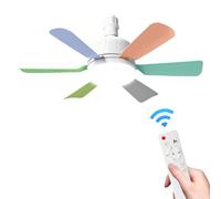 Kouamor 46cm Screw in Ceiling Fan Light, Ceilings Fans with Light and Remote Control, 40w Ceiling Fans Lightss Dimmable, E27 Ceilings Fanss Lamp with 6 Blades, 3 Speeds Timing, Silent (colorful)