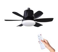 Kouamor 47cm E27 Base Screw in Ceiling Fans with Lights and Remote, Ceiling Fan Light Bulb, 30W Ceiling Fan Lights, 3 Colors Dimmable & 3 Speeds, 1/2/4 Timer, for Bedroom Living Room (black)