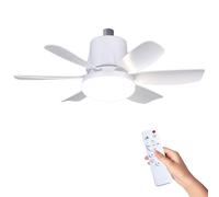 Kouamor 47cm E27 Base Screw in Ceiling Fans with Lights and Remote, Ceiling Fan Light Bulb, 30W Ceiling Fan Lights, 3 Colors Dimmable & 3 Speeds, 1/2/4 Timer, for Bedroom Living Room (white)