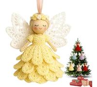 Kouamor 5 Colors Angel Crochet Kit, Beginners Crochet Kit, DIY Angel Crochet Craft Kit for Beginners, Easy to Make Your Own Angle Hanging Ornaments, Warm Gift for Home Party Christmas (Yellow)