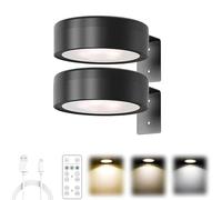 Kouamor 6.8cm 2pcs Picture Lights for Wall, Battery Magnetic Wall Lights with Remote, 3 Color Modes Magnetic Painting Light, Wireless Art Picture Frame Lights, for Picturess Frame Paintings (Black)