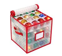 Kouamor 64 Slots Christmas Bauble Storage Box, Christmas Decoration Storage Box, Water-Resistant, 4 Adjustable Layers, Zipper Closure, 30cm