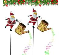 Kouamor 86cm White/Colorful Christmas Santa Solar Lights, Christmas Santa with Kettle Solar Lights, Garden Lawn Decorative Lights, for Patio Lawn Xmas Decor Courtyard Walkway (Colorful*2)