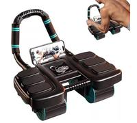 Kouamor Abdominal Wheel Roller, Automatic Rebound Ab Roller, 4 Wheel Abdominal Wheel, Core Workout Equipment, with Phone Holder, Black