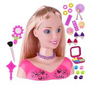 Kouamor Kids Hairdressing Makeup Doll Head, Dolls Head Hair Styling Model Kids, Kid Play Makeup and Hair Dressing Heads Toy Set, Make Up Dolls Head for Girls Aged 3 4 5 6+, Xmas Birthday Gift (23pcs)