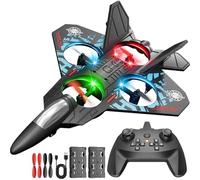 Kouamor RC Plane, Foam Remote Control Airplane, With Light, 360° Flip & Hover Flight, 2 Batteries, 2.4Ghz RC Fighter Jet Plane, Airlane Toy Xmas Birthday Gifts For Kids Boy Age 8-12 Beginners