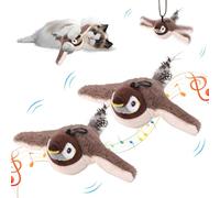 Kouamor Rechargeable Interactive Flapping Bird Cat Toy - Realistic Plush Simulation With Chirping Sound for Kittens To Bite (2pcs)