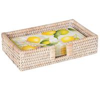 Kouboo 1020070 La Jolla Rectangular Guest Towel Holder, White-Wash Napkin, Bamboo, Beige