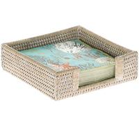 KOUBOO FBA_1020041 La Jolla Rattan Luncheon Paper Napkin Holder, White Wash, Rattan & Wicker,19.05 x 19.05 x 6.35 cm