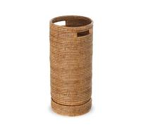 Kouboo La Jolla Rattan Round Umbrella Stand With Water Catch, Honey Brown