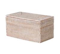 KOUBOO La Jolla Rectangular Rattan Box, White-Wash Toilet Roll Storage Basket