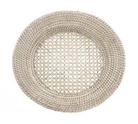 KOUBOO La Jolla Round Rattan Charger Plate, White Wash, Set of 2