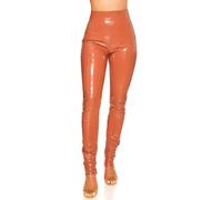 Koucla High Waist Wet Look Leather Look Pants With Zips Milax-Fashion