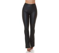 Koucla Leather Look High Waist Flare Trousers M/L, Black, black
