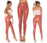 Koucla Leggings Women High Waist Leather Look Pants Milax-Fashion