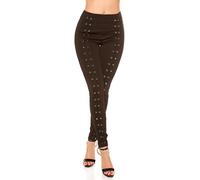 Koucla Sexy Highwaist Treggings with Lacing, Colour: Black, Size: XL, black