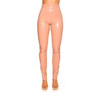 Koucla Women's High-Waist Trousers Wetlook Leather Look Patent Look Trousers with Zips