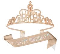 Koudindg Birthday Crown Adult Woman Birthday Girl Sash Tiara for Little Girls Princess Birthdays Party Decorations Champagne Crown Party Favors Adults 10th Birthdays Decorations for Girls