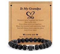 Koudindg Father Day Gifts from Daughter Son Wife Gifts for Dad Grandpa Men Papa Birthday Gift Best Dad Ever Gift Natural Stone Bracelet Christmas Stuff, 7 Inch, Stone, no gemstone