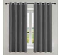 KOUDU Black Blackout Curtains 140 x 270 cm Eyelet Insulated Blackout Curtains Bedroom Super Soft for Small Windows Kitchen Bedroom, Dark Grey