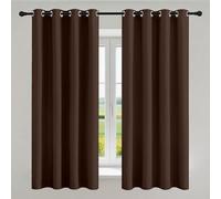 KOUDU Black Blackout Curtains 180 x 290 cm Eyelet Insulated Blackout Curtains Bedroom Super Soft for Small Windows Kitchen Bedroom, Brown