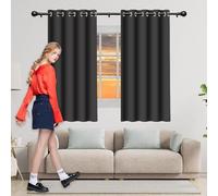 KOUDU Eyelet Curtains, Blackout Curtains 190 x 130 cm Soft Thermal Insulated Black Out Kitchen Pelmets for Windows for Small Windows Kitchen Bedroom, Dark Grey