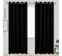 KOUFALL 100% Blackout Curtains Extra Wide and Long,Set of 2 Panels 72x90 72 x 90 Total Width 144 Inch Black Grommet Dark Academia Curtains for Living Room