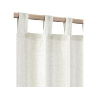 KOUFALL 102 Inches Long Curtains,Sheer Linen Semi Light Filtering Boho Style Country Farmhouse Custom Curtains with Design,Cream Ivory Off White