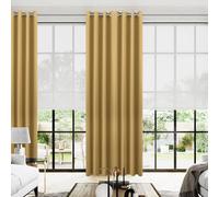 KOUFALL 108 Inch 9FT Room Darkening Curtains, Gold Luxury Grommet Drapes for Living Room Bedroom, 2 Panels Set, 9 FT Length 52'' W x 108'' L Inches, Sun Light Gold