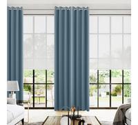 KOUFALL 108 Inch Long Blackout Curtains for Living Room, Grommet Silk Polyester Thermal Drapes 108 Inches Long 2 Panels Set, Dusty Blue