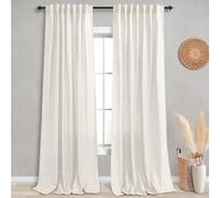 KOUFALL 120 Inches Long Linen Curtains for Backdrop,Elegant Sheer Light Filtering Boho Luxury Curtains for Living Room,2 Panel Set,Extra Wide 52 x 10 FT Length 10FT Size,Ivory Cream Beige Off White