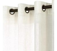 KOUFALL 45 Inch Length Short Sheer Curtains for Bedroom Kitchen Window,Linen Farmhouse Curtains for Small Bathroom Windows with Grommet,Cream Beige