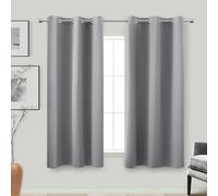 KOUFALL 45 Inch Length Thermal Window Curtain Panels for Bedroom Blackout Set of 2 Grommet Short Small Curtains for Bathroom Kitchen 34x45 in Long Light Grey Gray