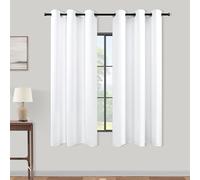 KOUFALL 48 Inch Curtains for Bathroom, Room Darkening Blackout Short Window Curtain 48 inches Long for Bedroom Kitchen, White