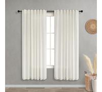 KOUFALL 72 Inch Curtains Long for Living Room 2 Panels Set,Sheer Linen Semi Light Filtering Window Drapes 72 Inch Length for Bedroom Dining Room,52 in Wide,Cream Beige