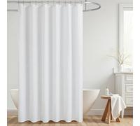 KOUFALL 84 Inch Shower Curtain,Boho White Farmhouse Linen Fabric Cloth Waterproof Washable Shabby Chic Extra Long Shower Curtain 84 Length for Bathroom,72 x 84 72x84