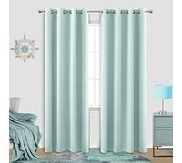 KOUFALL Aqua Blackout Curtains for Beach Room Decor,Ocean Themed Summer Coastal Curtains for Living Room Bedroom Window,84 Inch Length 2 Panels Grommet,Seafoam Blue Mint Green