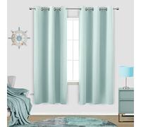 KOUFALL Aqua Colored Window Curtains Bedroom 2 Panels 72 Inch Length Blackout Mint Seafoam Curtains for Living Room 42 x 72 Inches Long, Egg Blue