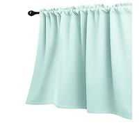 KOUFALL Aqua Valance Curtains for Bathroom Window,Coastal Summer Curtains for Living Room Kitchen,18 Inch Length,Seafoam Mint Green