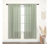 KOUFALL Back Tab Rod Pocket Linen Sheer Curtains for Living Room-Sage Green-52x72