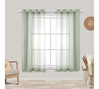 KOUFALL Bathroom Window Curtains Short,Small Sheer Sage Green Kitchen Curtains 45 Inch Length