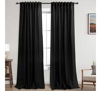 KOUFALL Black Sheer Curtains 108 Inches Long for Sliding Glass Door 2 Panels Set Rod Pocket Back Tab Drapes Linen Total Width 104 Inch Curtains for Living Room Bedroom