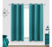 KOUFALL, Blue-green half curtains for windows, kitchen, coastal beach, short blackout, small curtains for bathroom, 33.9 x 44.9 inch length, 2 pieces
