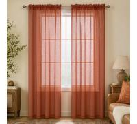 KOUFALL Burnt Orange Curtain Panels for Living Room Semi Sheer Boho Window Curtains for Bohemian Decorations Bedroom Decor 52x96 Inches Long Rust Brick Terracotta